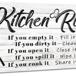 Kitchen Rules Wall Decor Funny Inspirational Quote Canvas Print Art Modern Rustic Farmhouse Kitchen Decorative (8X16 Inch, W)