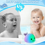 【4Th Generation】2024 Upgraded Whale Bath Toy with Charging Cable Dock, Rechargeable Bath Fountain Toy , - IPX8 Waterproof Light up Bath Toys Sprinkler for Kids Gifts