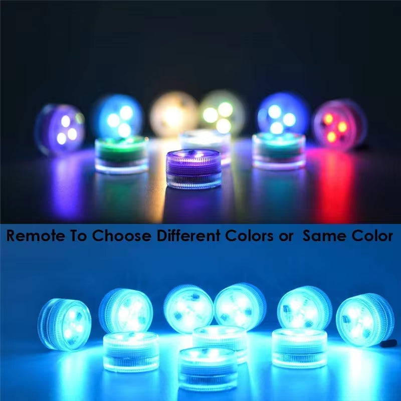 Battery Operated LED Underwater Lights Remote 13 Colors Submersible Light RGB Tea Lamp for Weeding Xmas Valentine'S Day Party