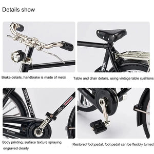 1:10 Mini Retro Alloy DIY Bicycle Diecast Model Metal Bike Sliding Assembled Version Simulation Collection Gifts Adult Boys Toys