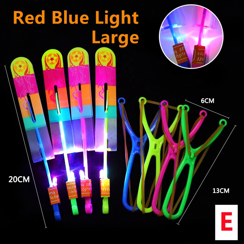 New 50/30/10/5/1Pc Amazing Light Toy Arrow Rocket Helicopter Flying Toy LED Light Toys Party Fun Gifts Rubber Band Catapult