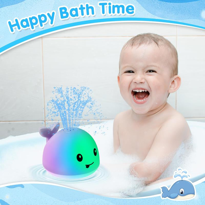 【4Th Generation】2024 Upgraded Whale Bath Toy with Charging Cable Dock, Rechargeable Bath Fountain Toy , - IPX8 Waterproof Light up Bath Toys Sprinkler for Kids Gifts