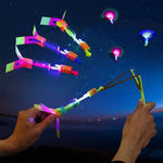 New 50/30/10/5/1Pc Amazing Light Toy Arrow Rocket Helicopter Flying Toy LED Light Toys Party Fun Gifts Rubber Band Catapult