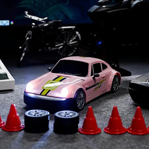 Remote Control Drift Car, 1 Count 1:16 Scale Rc Car with Led Light, Rc Car with Racing Rubber Tires & Cones, Rc Car for Beginners, Rc Cars