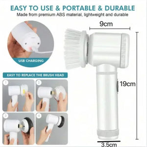 Electric Spin Scrubber,Bathroom Cleaning Brush Power Scrubber with 5 Replaceable Brush Heads, Electric Cleaning Brush