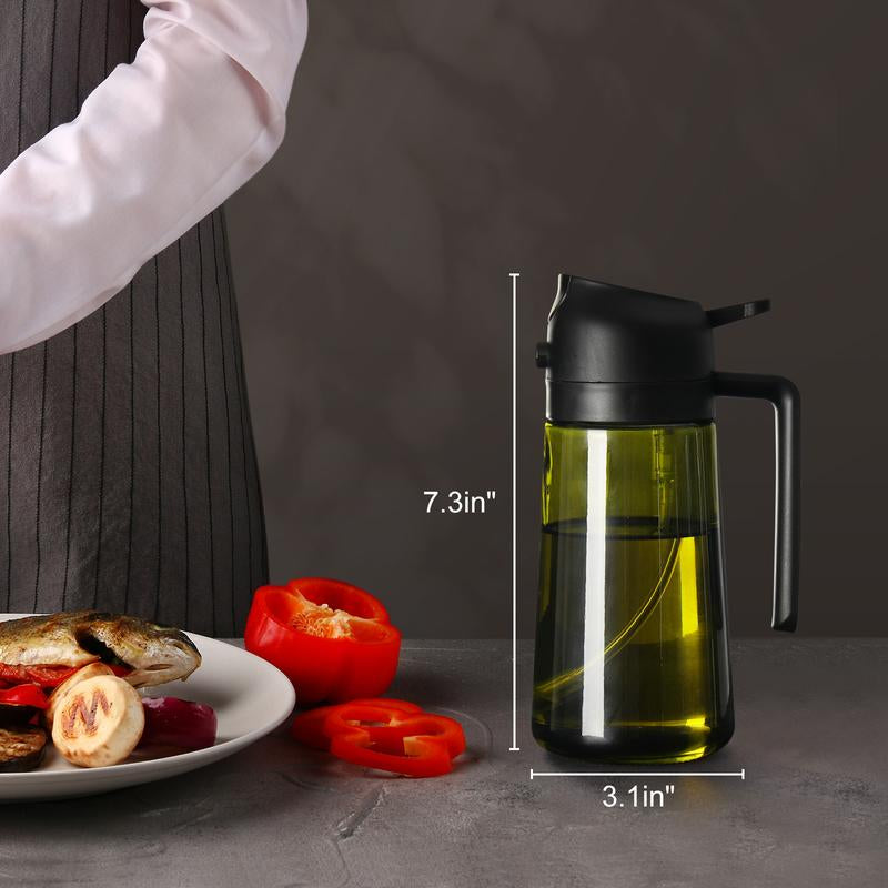 16Oz Light-Blocking Tinted Olive Oil Dispenser for Kitchen - Versatile Sprayer & Pourer for Cooking, Air Fryer, Baking, Salad, and BBQ Bottle Glass Utensils Sturdy