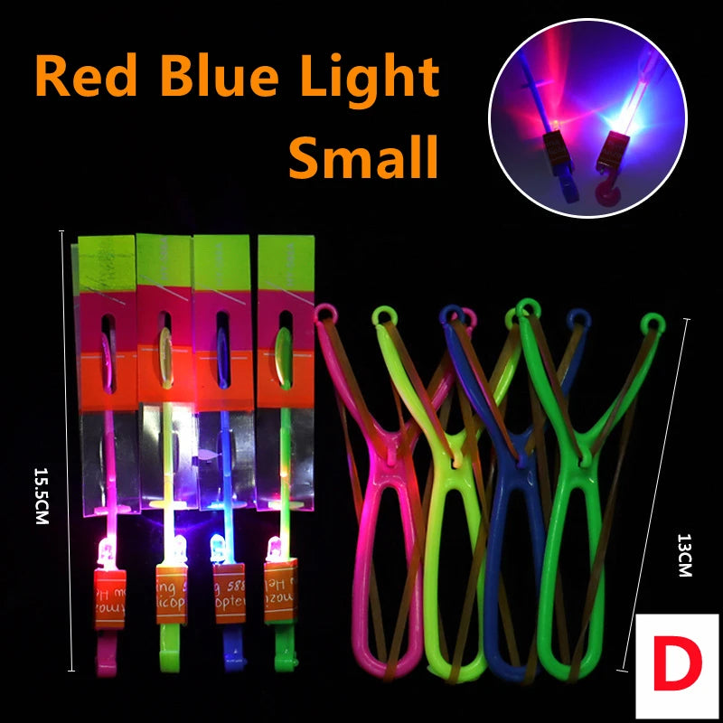 New 50/30/10/5/1Pc Amazing Light Toy Arrow Rocket Helicopter Flying Toy LED Light Toys Party Fun Gifts Rubber Band Catapult