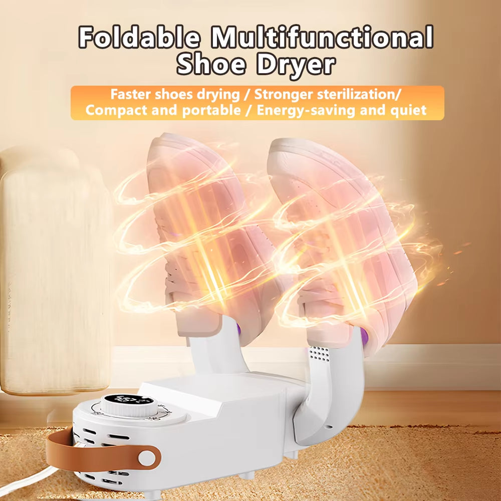 Electric Shoe Dryer, Boot Warmer Shoes Foot Boot Dryer Foldable Timed Deodorizing Eliminate Odor Fast Drying Boot Deodorizer